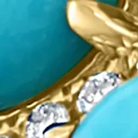 1/3 ct. t.w. Diamond and 3.04 ct. t.w. Turquoise Ring in 14K Yellow Gold