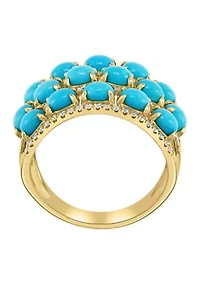 1/3 ct. t.w. Diamond and 3.04 ct. t.w. Turquoise Ring in 14K Yellow Gold