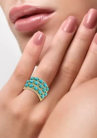 1/3 ct. t.w. Diamond and 3.04 ct. t.w. Turquoise Ring in 14K Yellow Gold