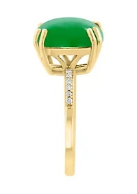 14K Yellow Gold Jade and Diamond Ring