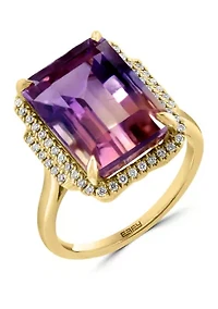 14K Yellow Gold Diamond Ametrine Ring
