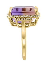 14K Yellow Gold Diamond Ametrine Ring