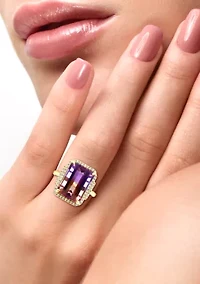 14K Yellow Gold Diamond Ametrine Ring