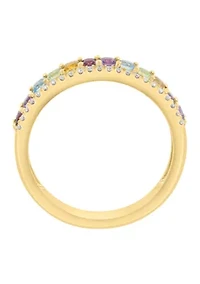 Diamond and Multi Gemstone Ring in 14K Yellow Gold