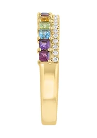 Diamond and Multi Gemstone Ring in 14K Yellow Gold