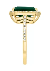 Diamond and Green Onyx Ring 14K Yellow Gold