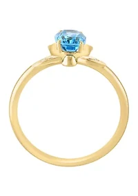 Diamond, Blue Topaz, Tsavorite Turtle Ring 14K Yellow Gold