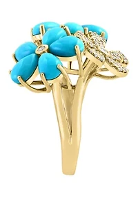 Diamond and Turquoise Ring in 14K Yellow Gold