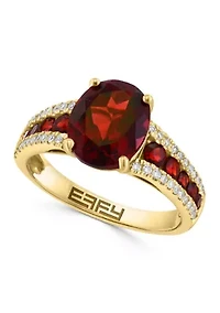 Diamond and Garnet Ring in 14K Yellow Gold