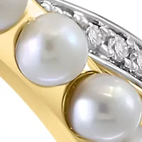 Diamond and Freshwater Pearl Ring in 14K Yellow Gold