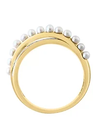 Diamond and Freshwater Pearl Ring in 14K Yellow Gold