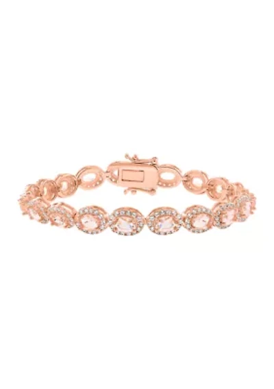 14K/Gold Over Silver Morganite Zircon Bracelet