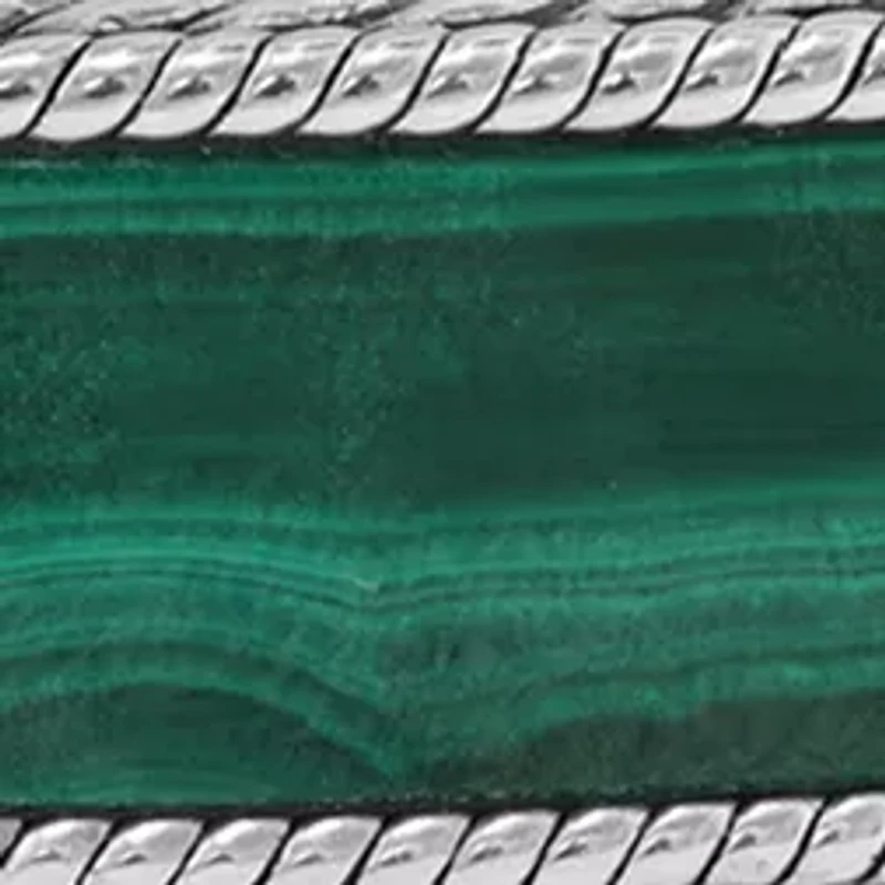 Sterling Silver and Leather Malachite Bracelet