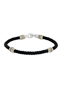 Men's Sterling Silver and Leather 8.5 Inch Bracelet 