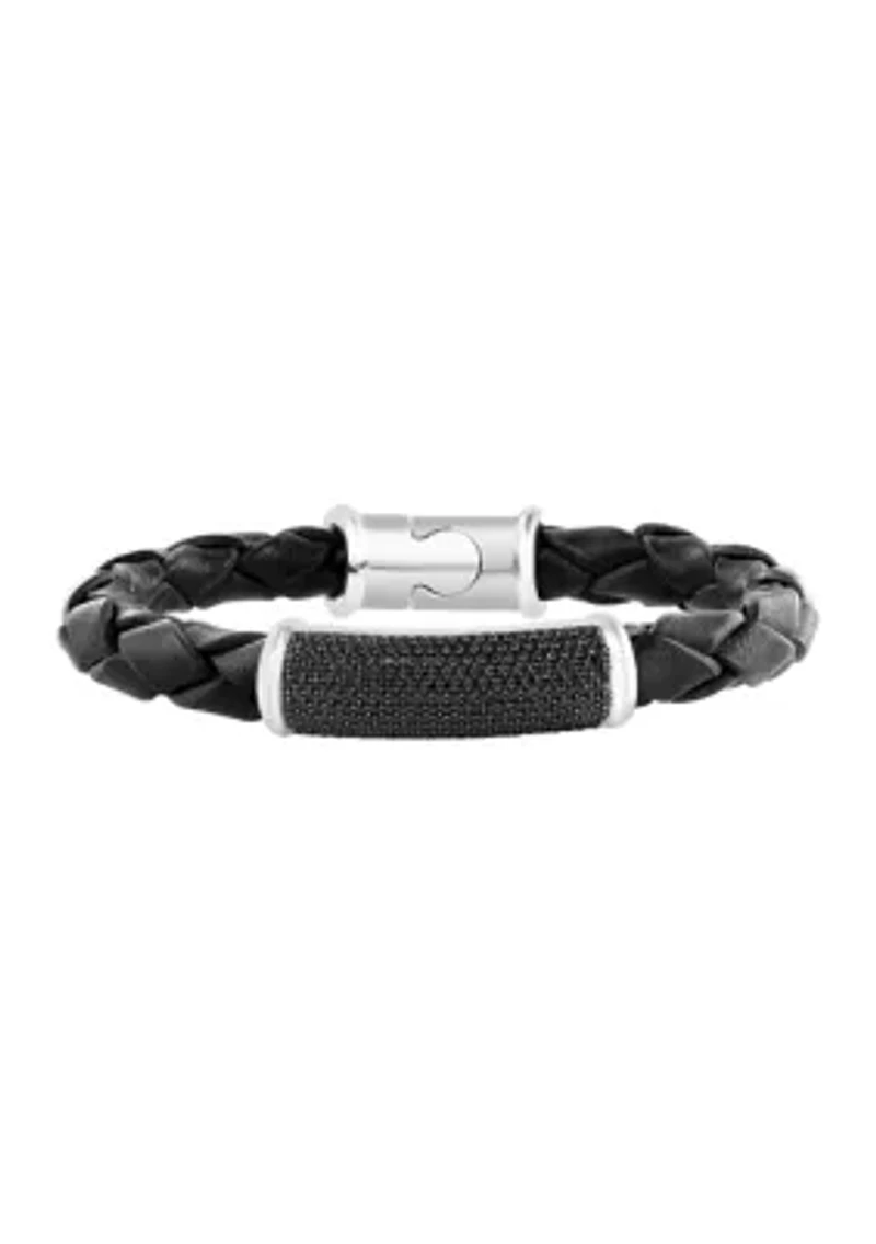Men's Black Spinel Bracelet in Sterling Silver
