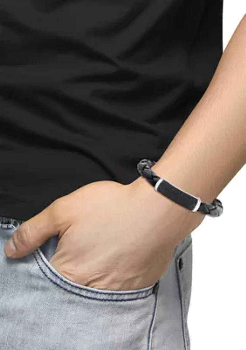 Men's Black Spinel Bracelet in Sterling Silver