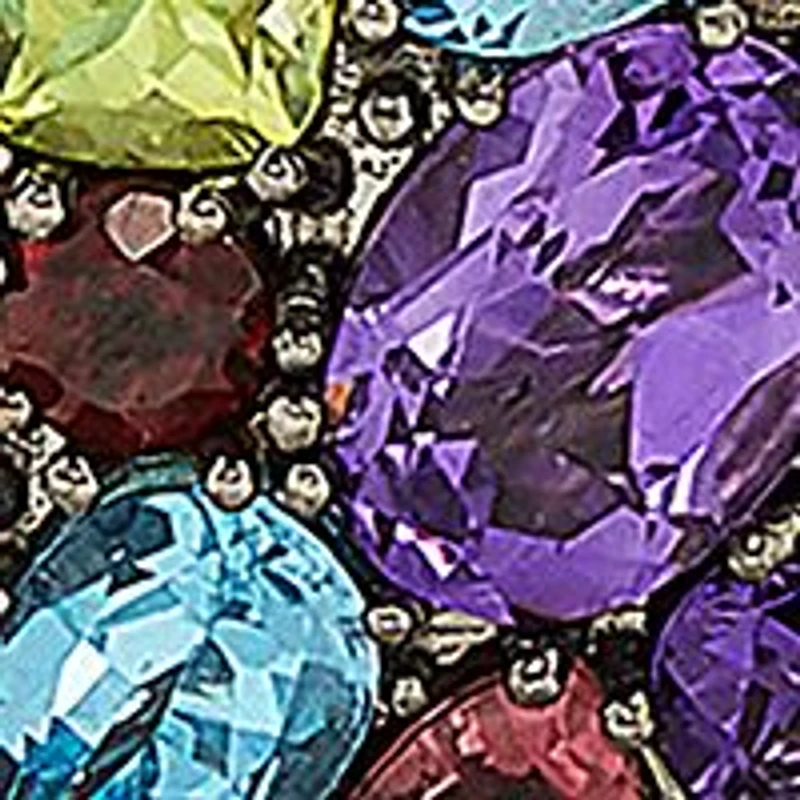 Amethyst, Blue Topaz, Citrine, Garnet, Pink Tourmaline, and Peridot Bracelet in 18K Sterling Silver