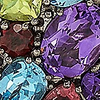 Amethyst, Blue Topaz, Citrine, Garnet, Pink Tourmaline, and Peridot Bracelet in 18K Sterling Silver