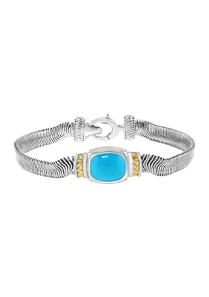 Turquoise Bracelet in Sterling Silver and 14K Yellow Gold