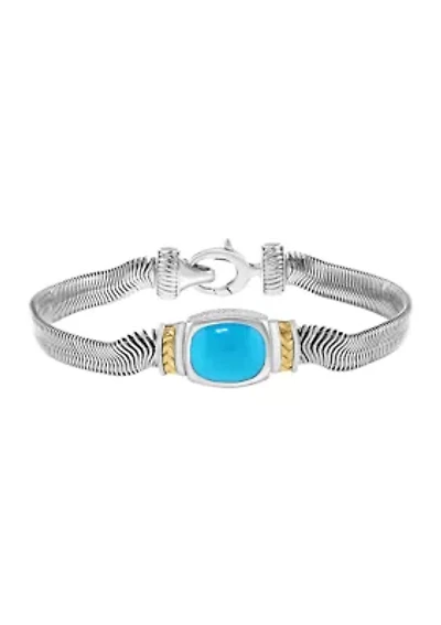 Turquoise Bracelet in Sterling Silver and 14K Yellow Gold