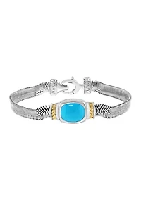 Turquoise Bracelet in Sterling Silver and 14K Yellow Gold