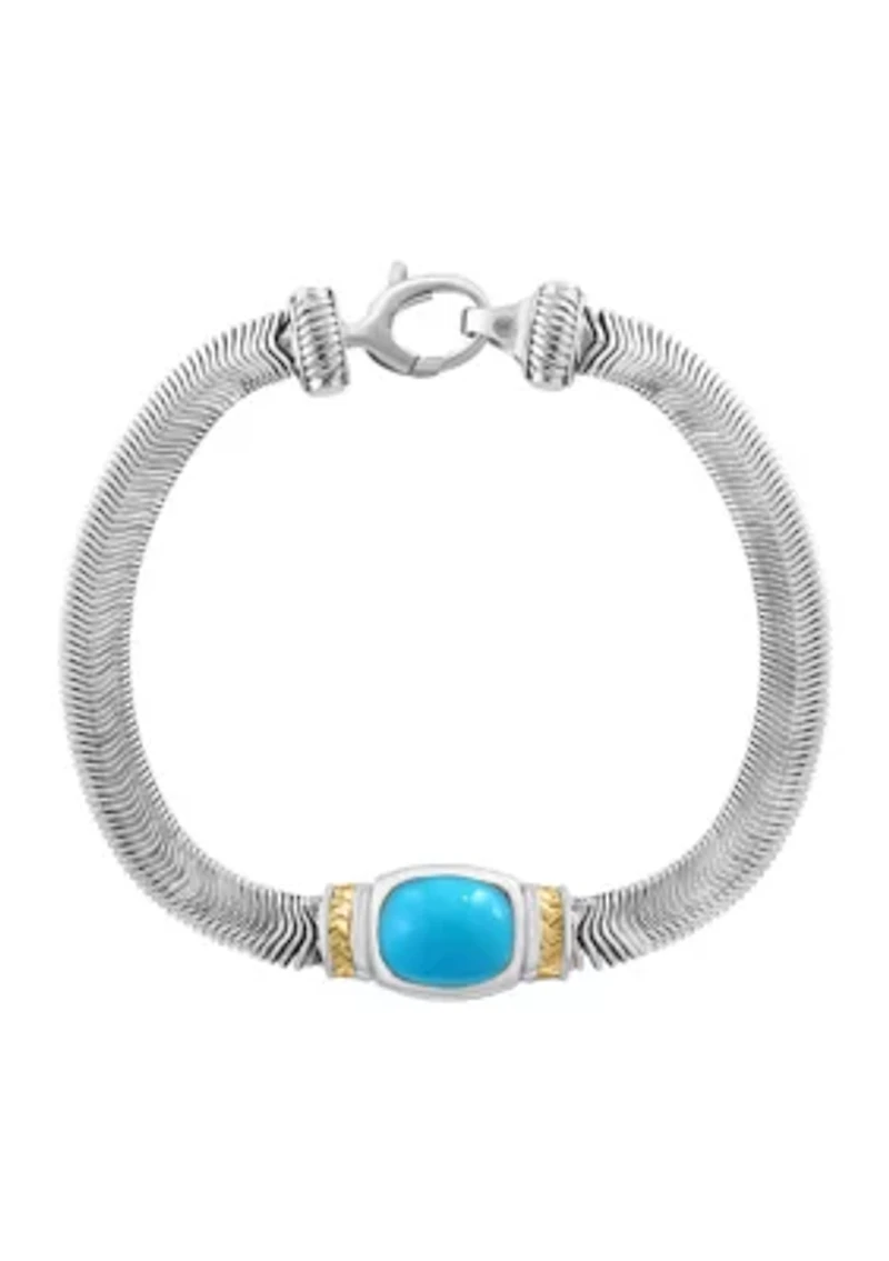 Turquoise Bracelet in Sterling Silver and 14K Yellow Gold