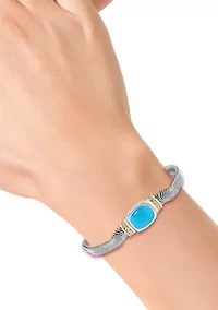 Turquoise Bracelet in Sterling Silver and 14K Yellow Gold