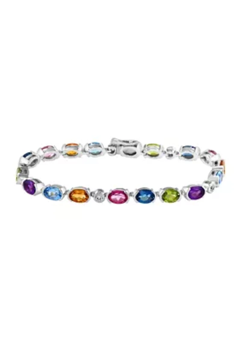 Multi Gemstone Tennis Bracelet in Sterling Silver