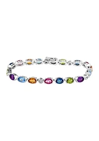 Multi Gemstone Tennis Bracelet in Sterling Silver