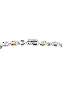 Multi Gemstone Tennis Bracelet in Sterling Silver