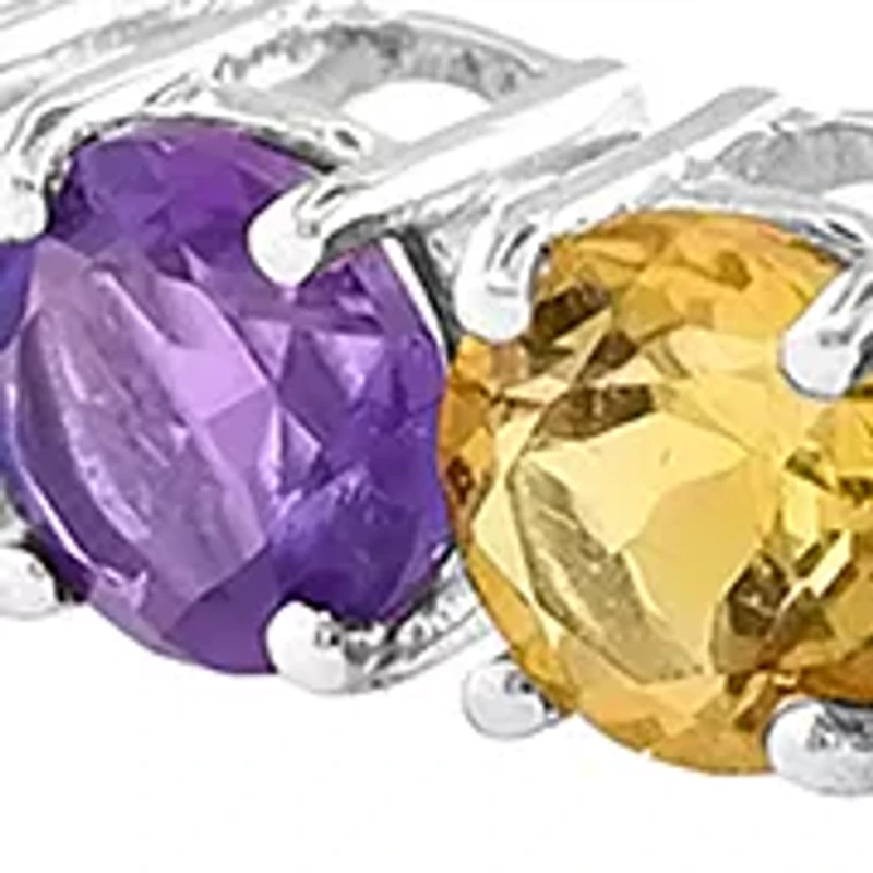Sterling Silver Amethyst, Blue Topaz, London Blue Topaz, Pink Topaz, Citrine, Peridot Bracelet