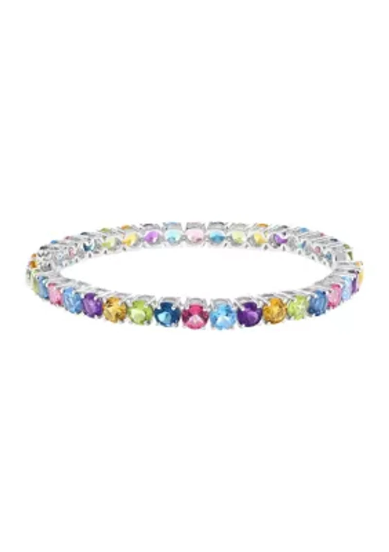 Sterling Silver Amethyst, Blue Topaz, London Blue Topaz, Pink Topaz, Citrine, Peridot Bracelet