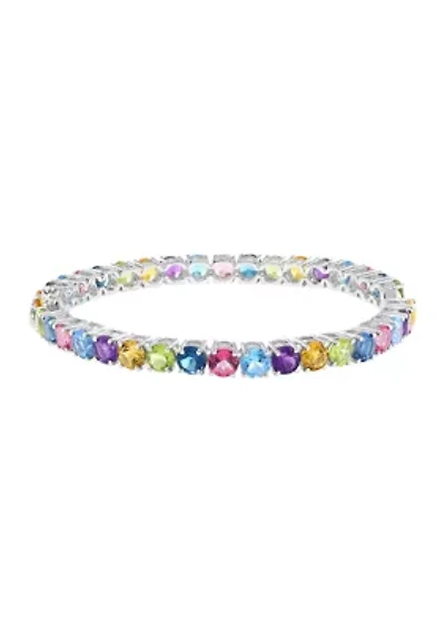 Sterling Silver Amethyst, Blue Topaz, London Blue Topaz, Pink Topaz, Citrine, Peridot Bracelet