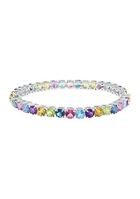 Sterling Silver Amethyst, Blue Topaz, London Blue Topaz, Pink Topaz, Citrine, Peridot Bracelet