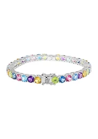 Sterling Silver Amethyst, Blue Topaz, London Blue Topaz, Pink Topaz, Citrine, Peridot Bracelet