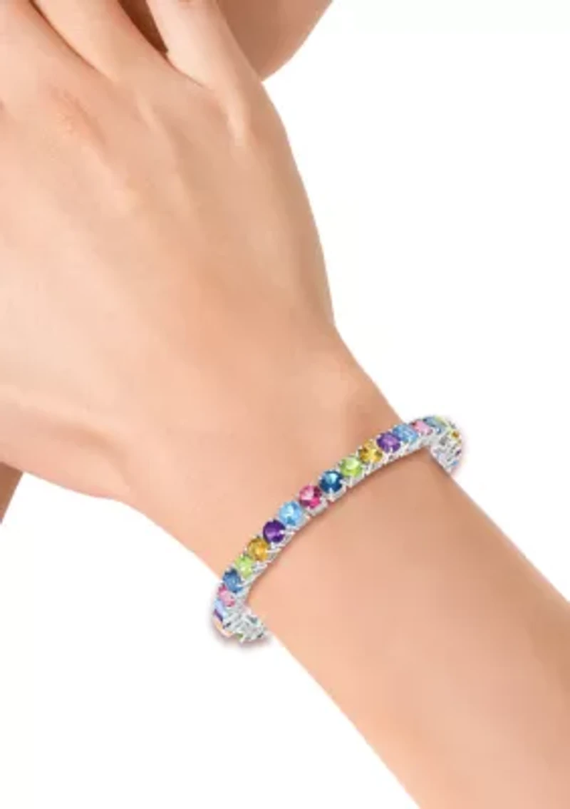 Sterling Silver Amethyst, Blue Topaz, London Blue Topaz, Pink Topaz, Citrine, Peridot Bracelet