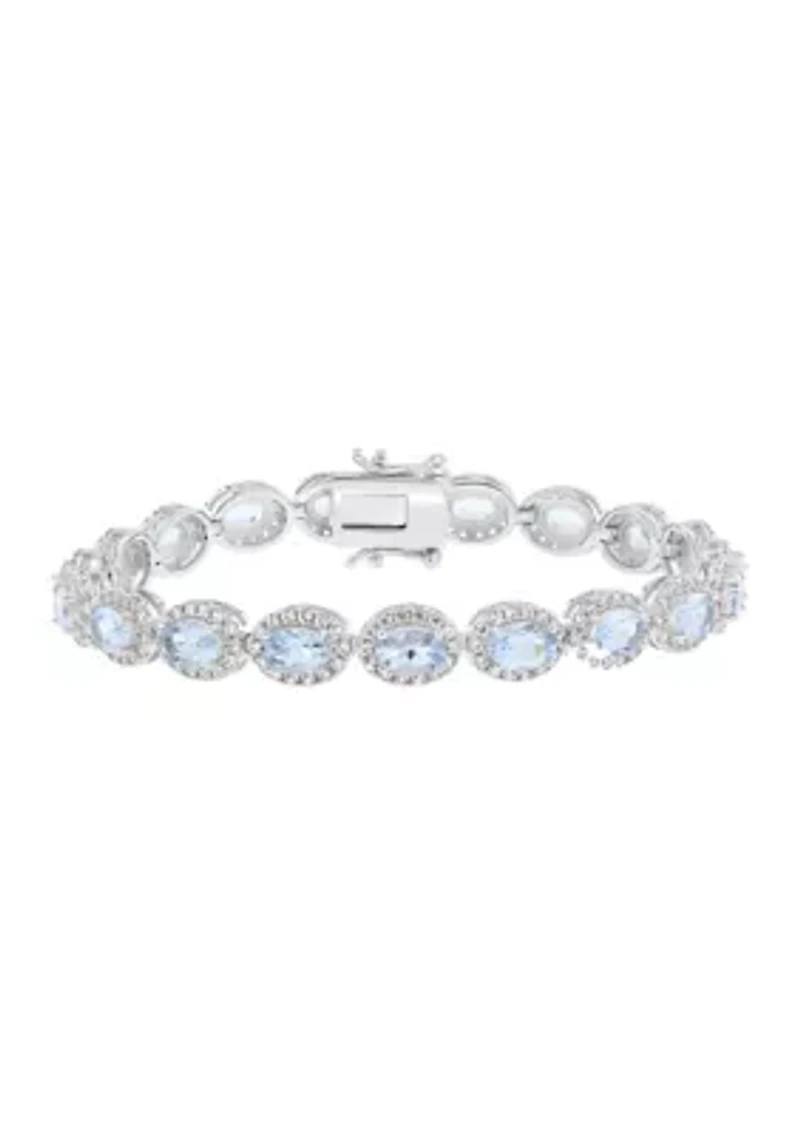 Sterling Silver Aquamarine Zircon Bracelet