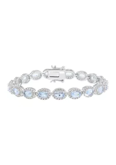 Sterling Silver Aquamarine Zircon Bracelet