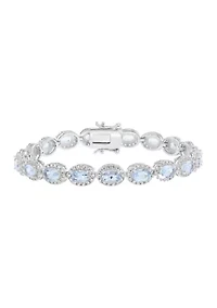 Sterling Silver Aquamarine Zircon Bracelet