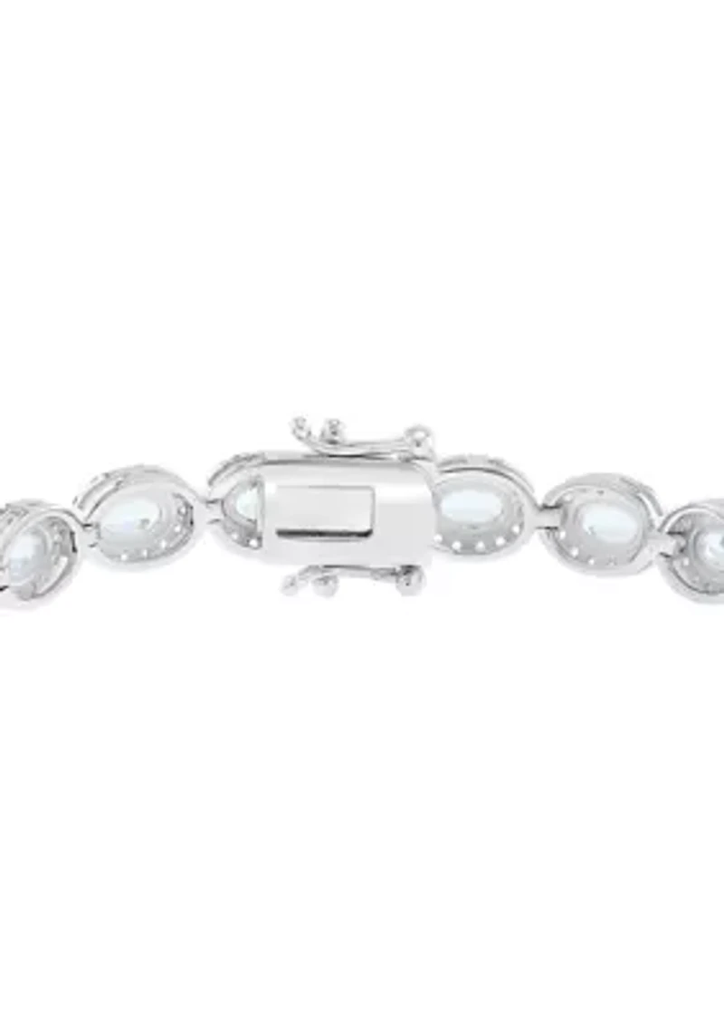 Sterling Silver Aquamarine Zircon Bracelet