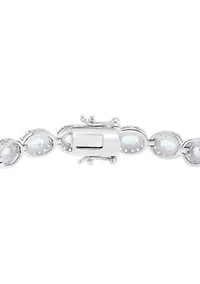 Sterling Silver Aquamarine Zircon Bracelet