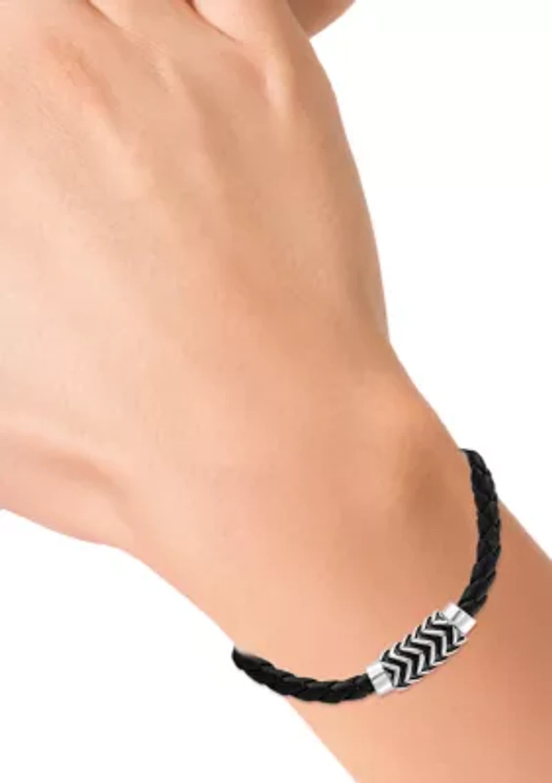 Sterling Silver and Leather Bracelet