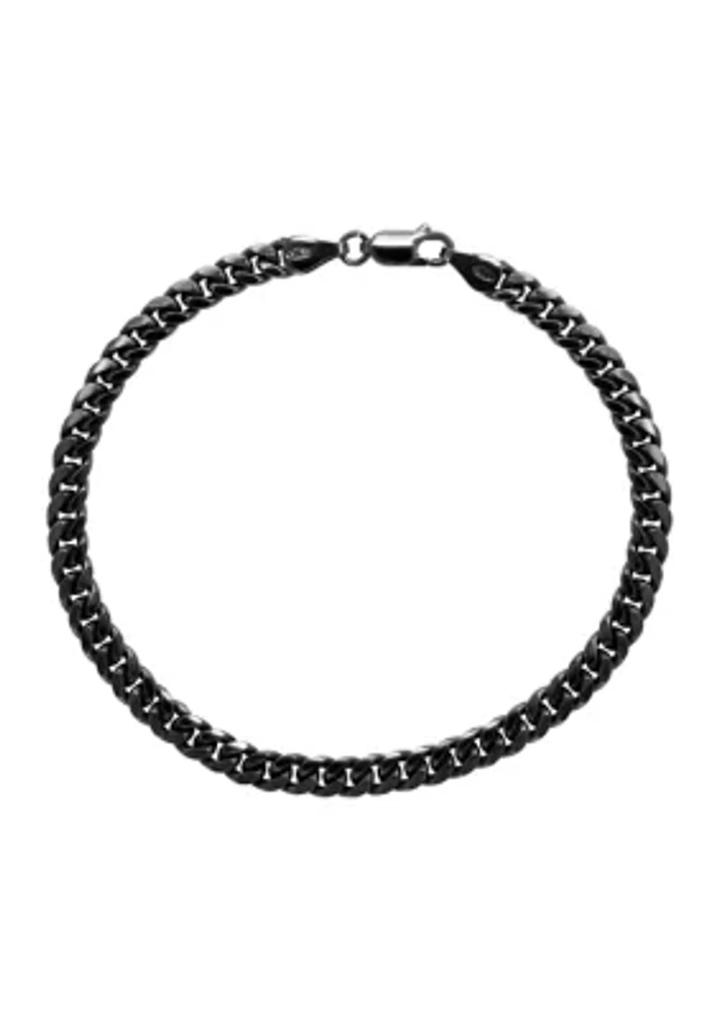 Sterling Silver and Black Rhodium  Mens 8.5 Inch  Link Chain