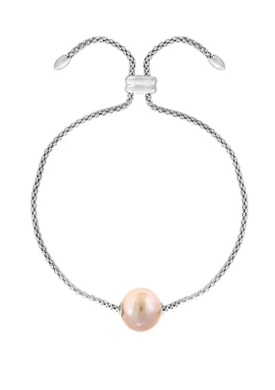 10 Millimeter Peach Freshwater Pearl Bracelet in Sterling Silver  