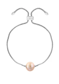 10 Millimeter Peach Freshwater Pearl Bracelet in Sterling Silver  