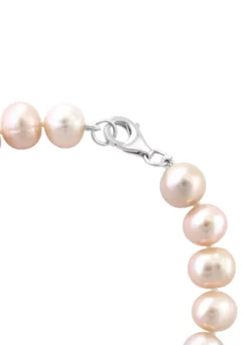 Peach Freshwater Pear Bracelet in Sterling Silver