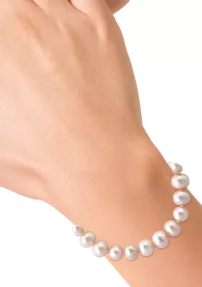 Peach Freshwater Pear Bracelet in Sterling Silver