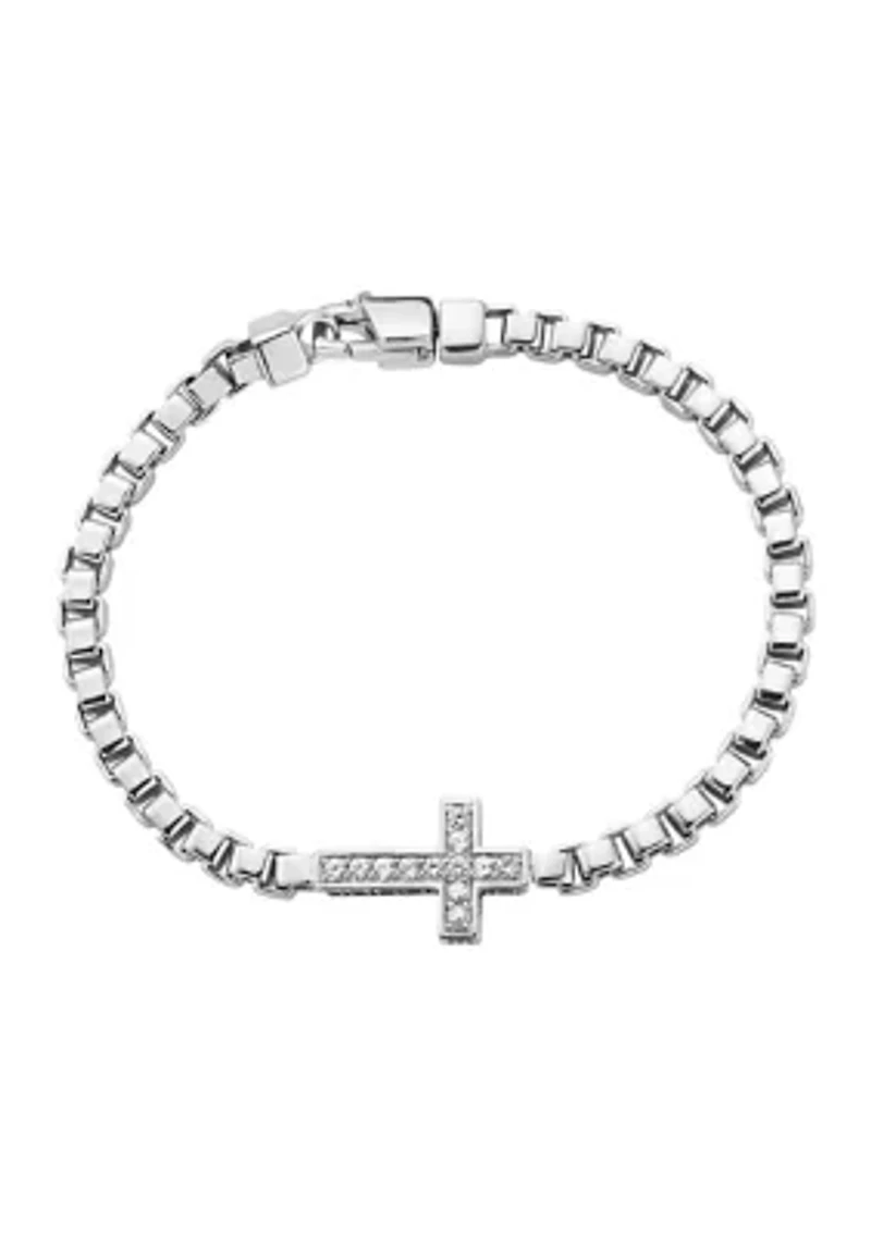 Men's 5/8 ct. t.w. White Sapphire Sterling Silver Bracelet