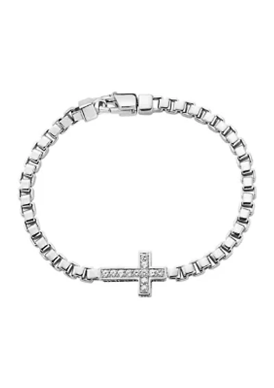 Men's 5/8 ct. t.w. White Sapphire Sterling Silver Bracelet 