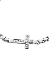 Men's 5/8 ct. t.w. White Sapphire Sterling Silver Bracelet 